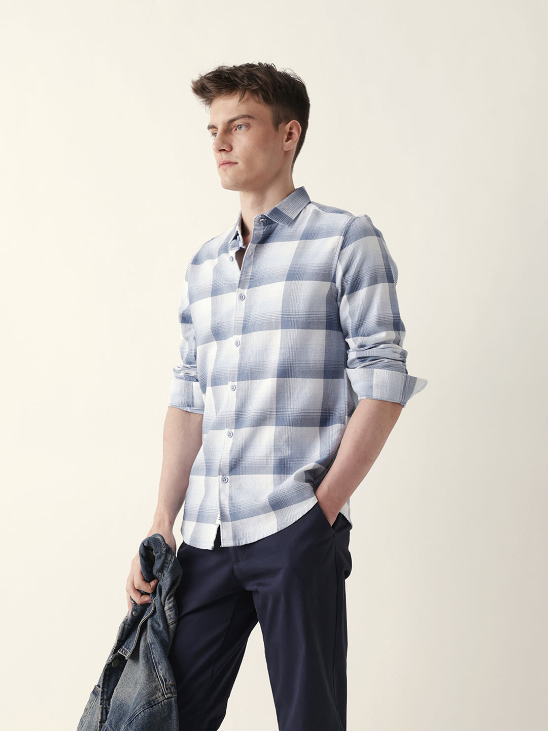 Men Casual Plaid Button-Down Shirt