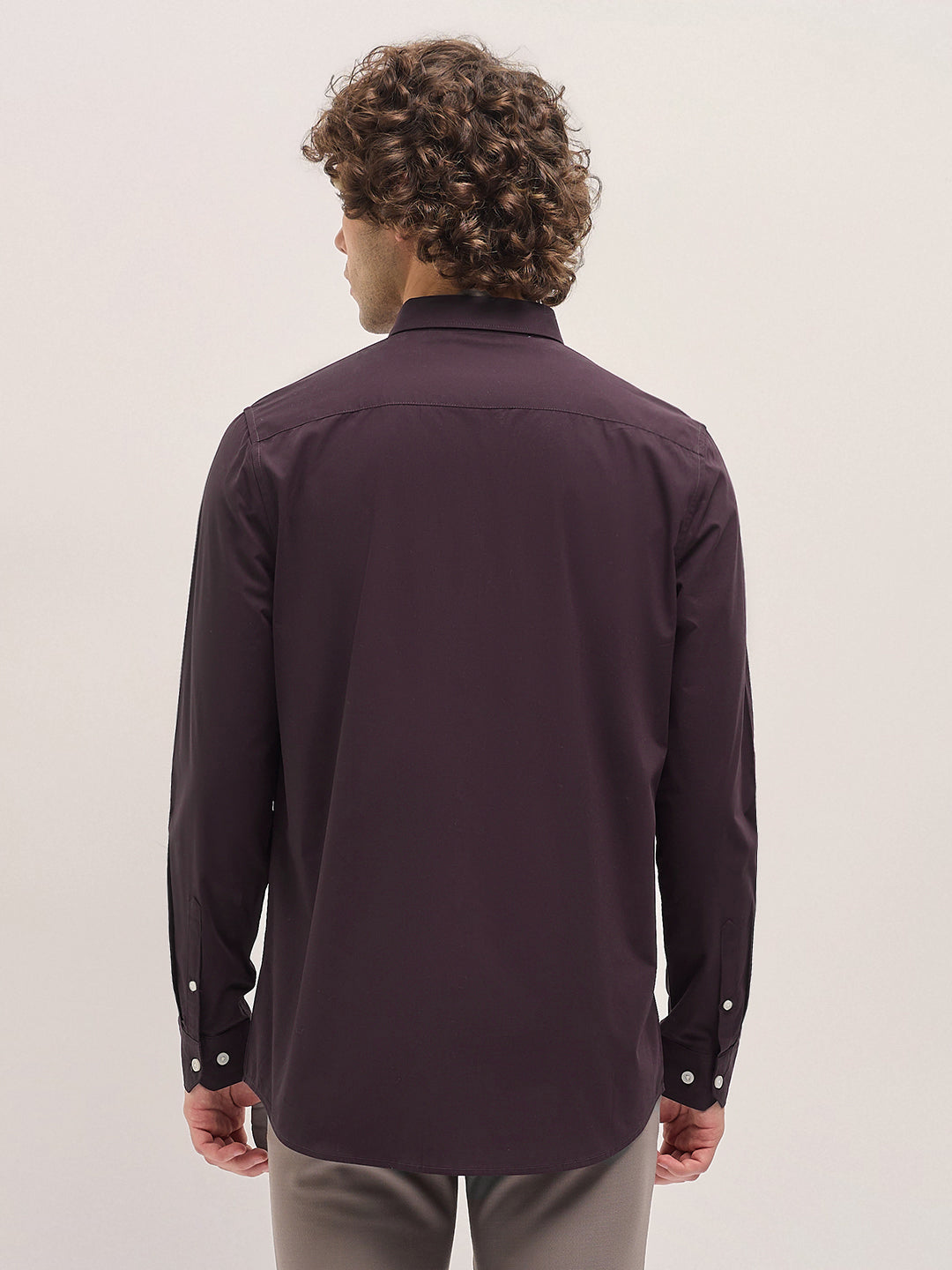 Men Shirt Maroon Tailored Fit Cotton Formal Shirt