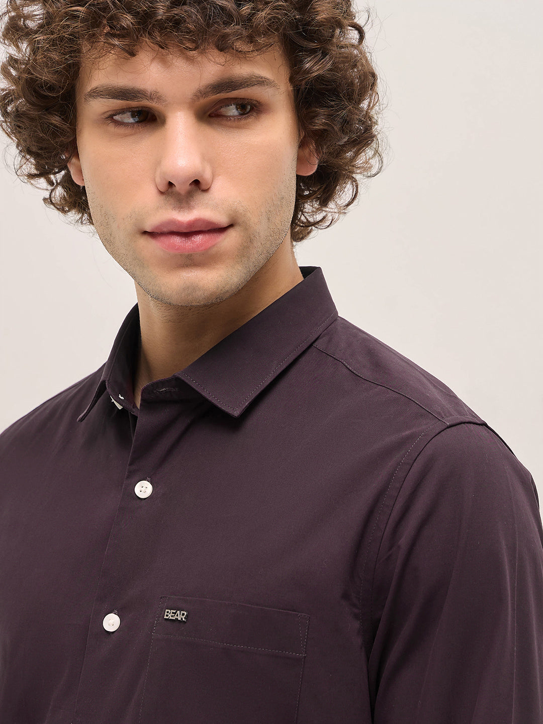 Men Shirt Maroon Tailored Fit Cotton Formal Shirt