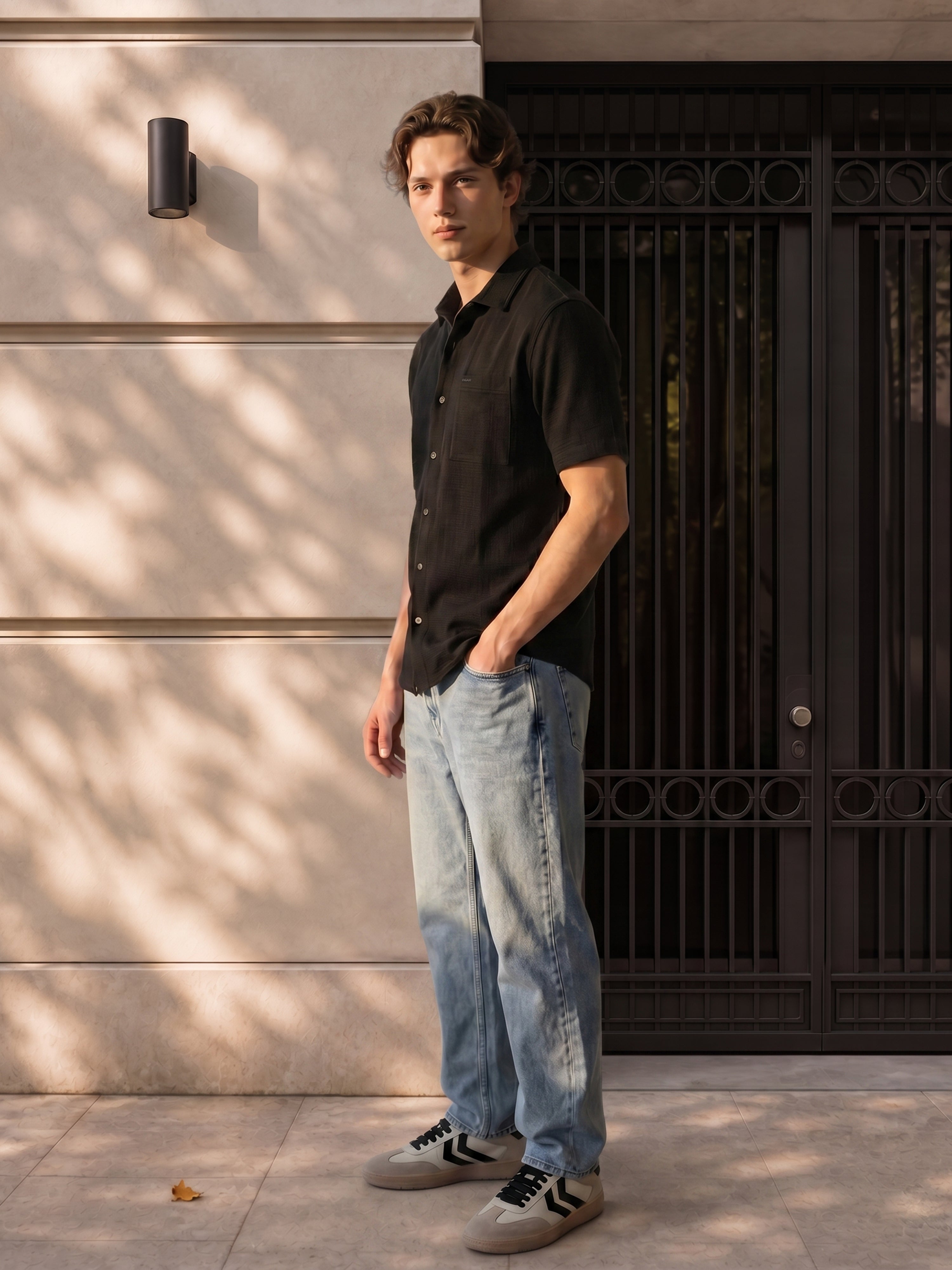 Men Black Cotton Shirt
