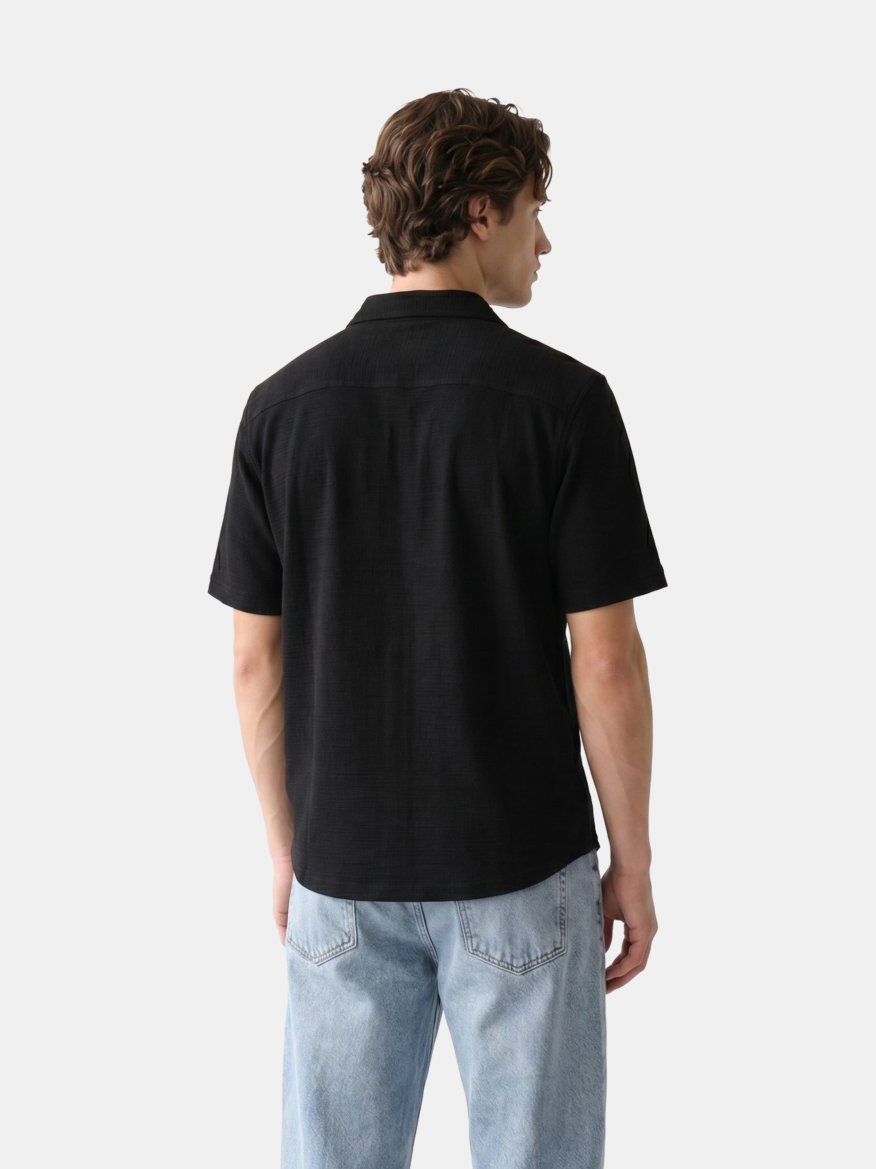 Men Black Cotton Shirt
