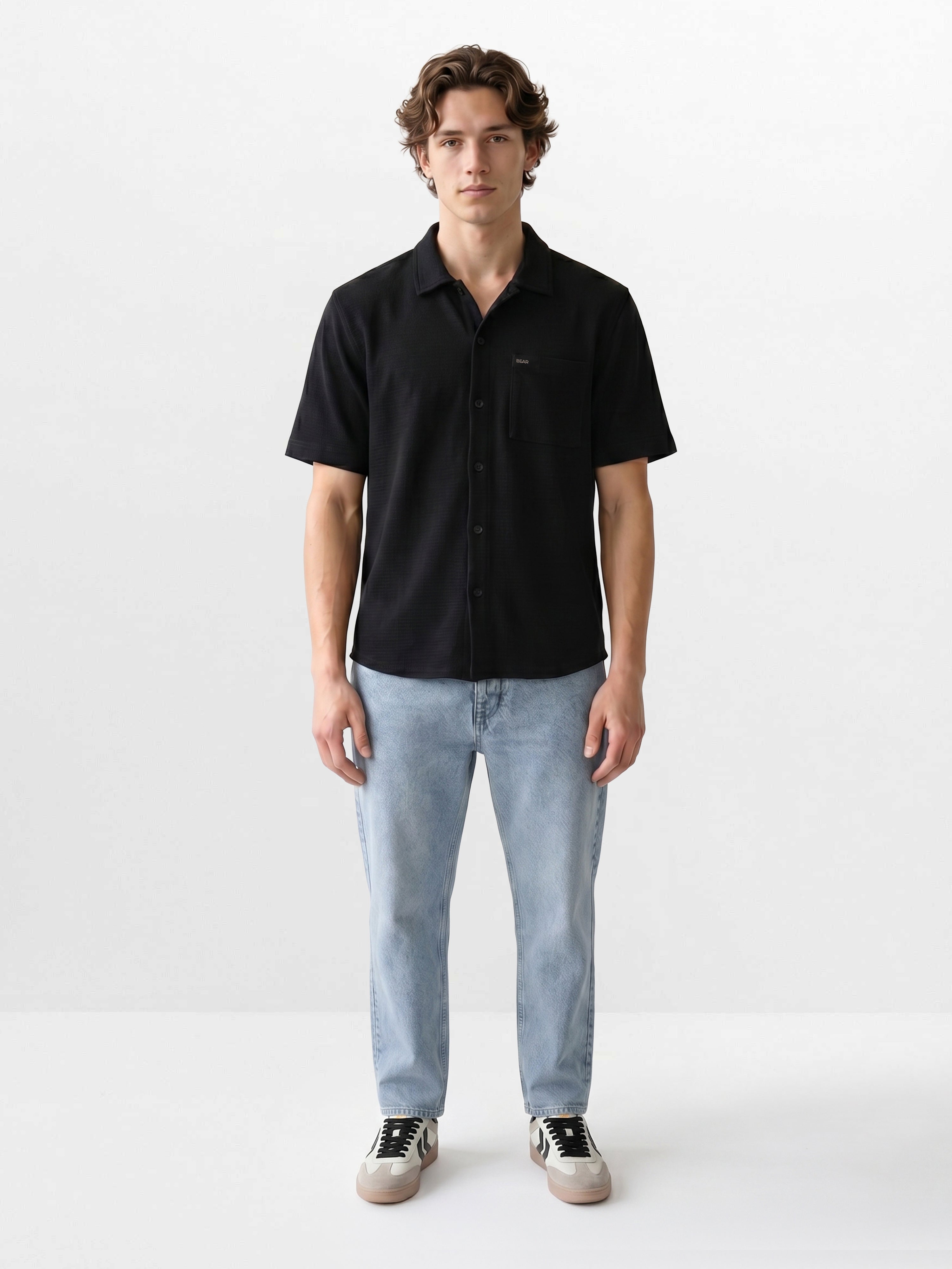 Men Black Cotton Shirt