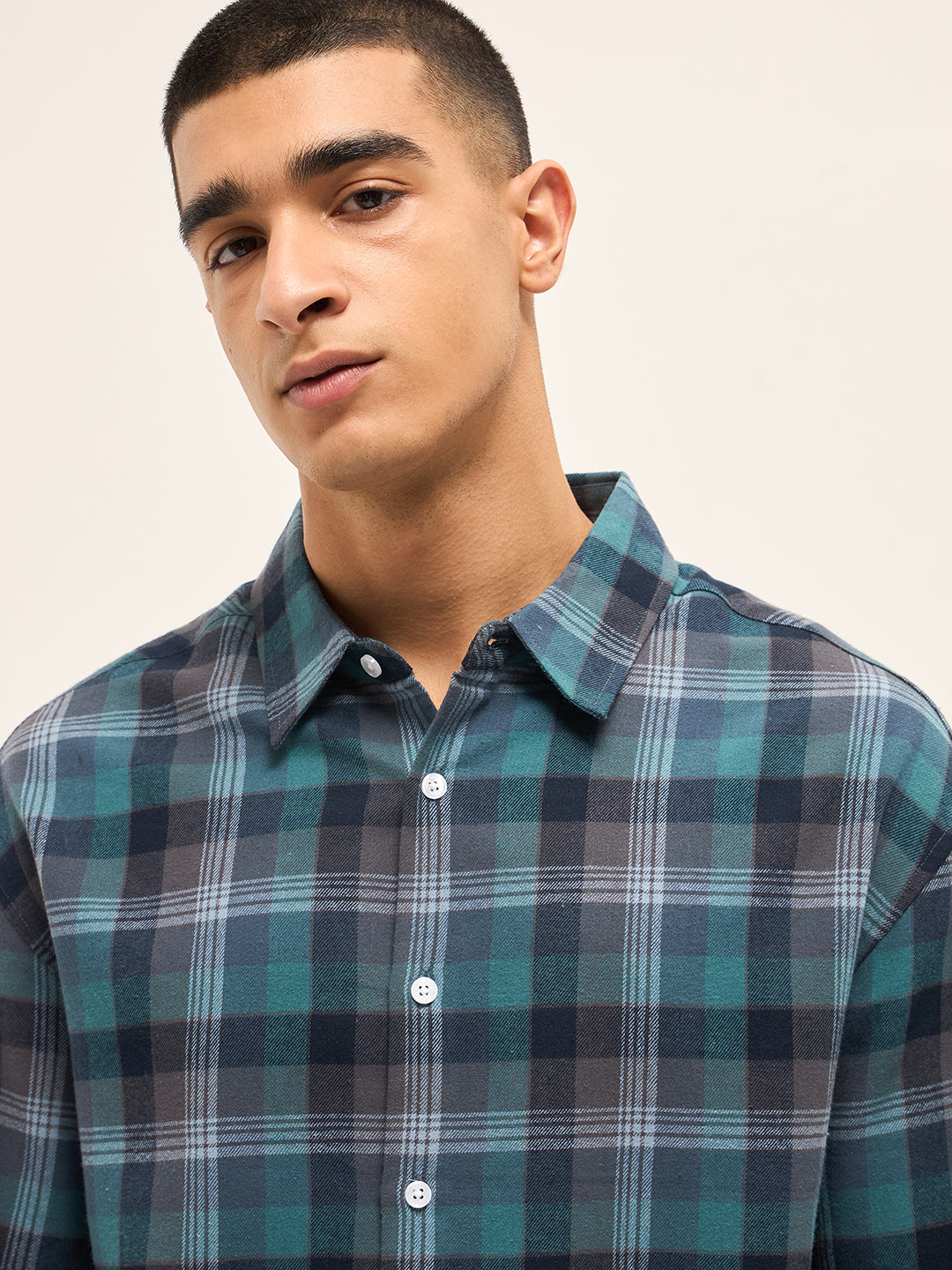 Men Multi-Color Tartan Checked Relax Fit Overshirt