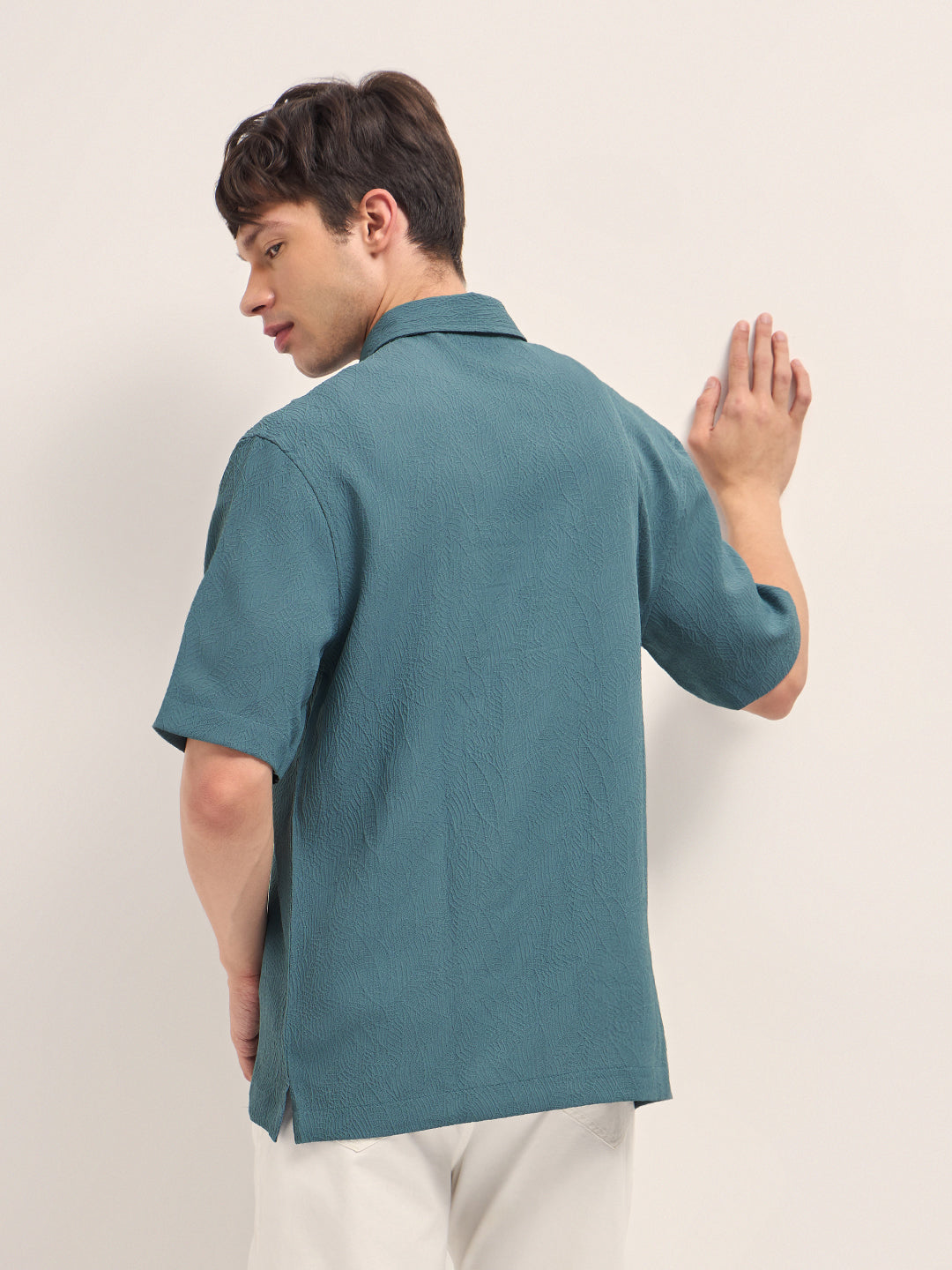 Men Teal Oversized Shirt