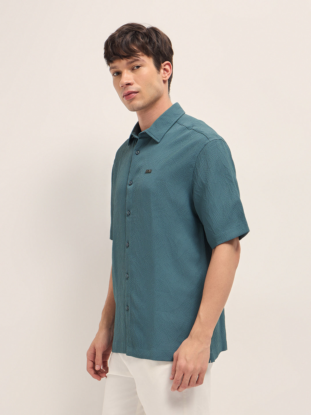 Men Teal Oversized Shirt