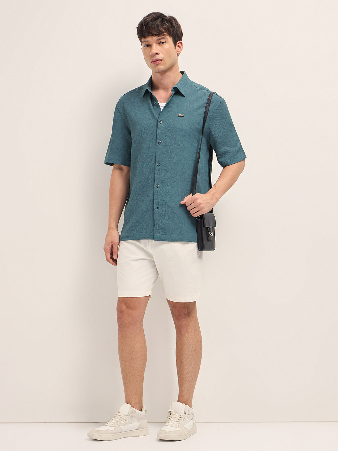 Men Teal Oversized Shirt