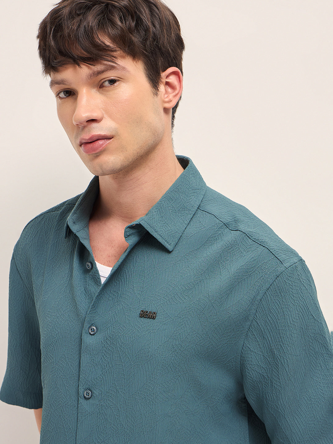 Men Teal Oversized Shirt