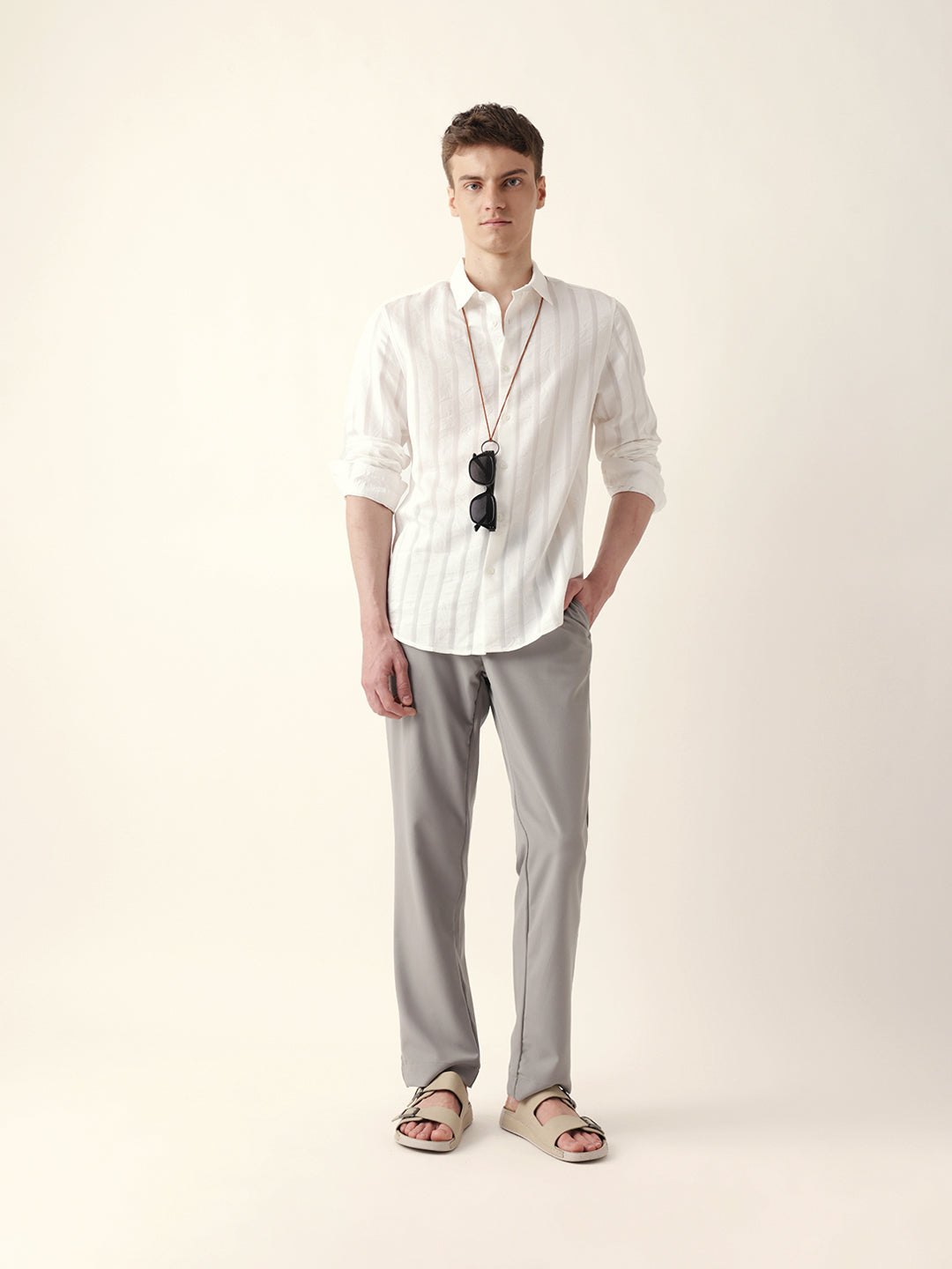Men Casual Vertical Stripe Shirt