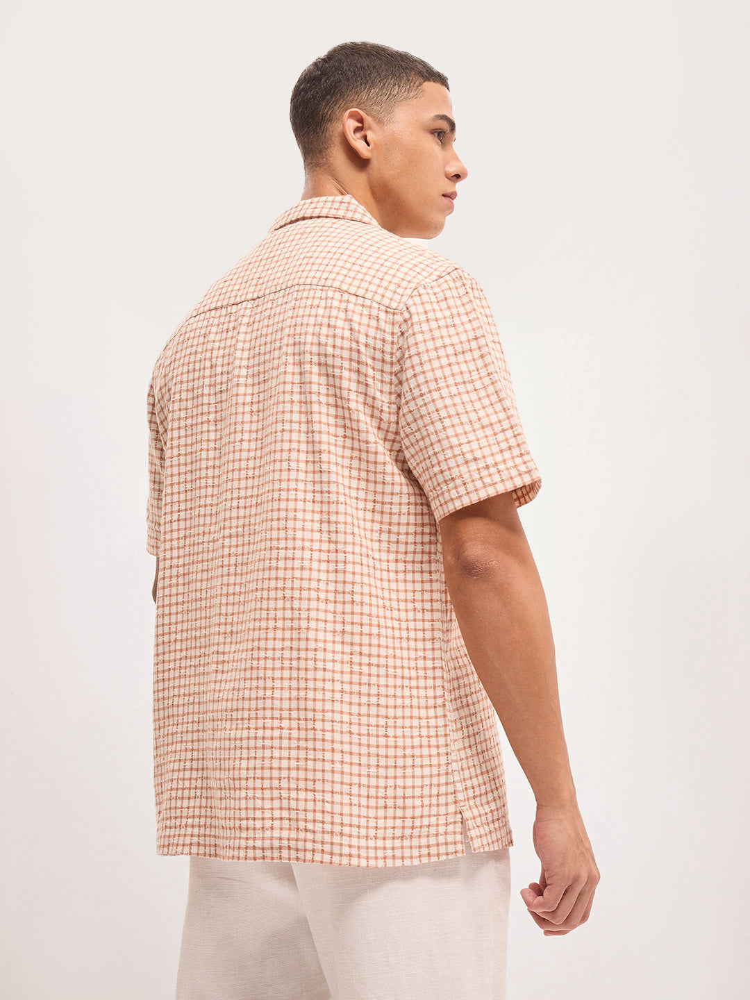 Men Brown Graph Check Regular Fit Casual Shirt