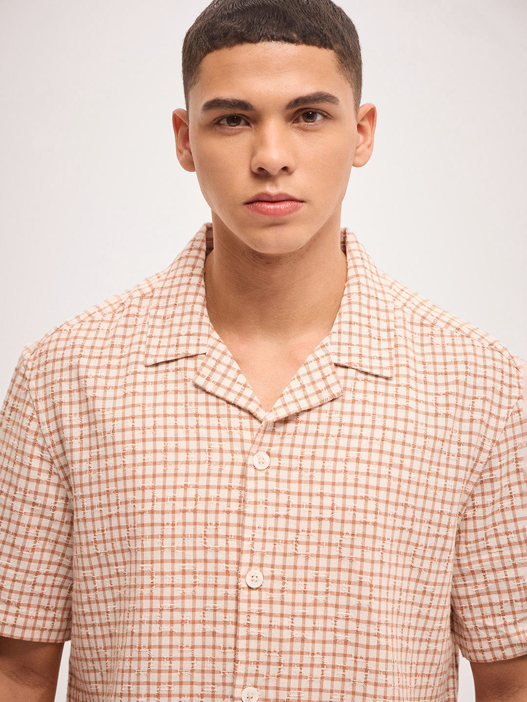 Men Brown Graph Check Regular Fit Casual Shirt