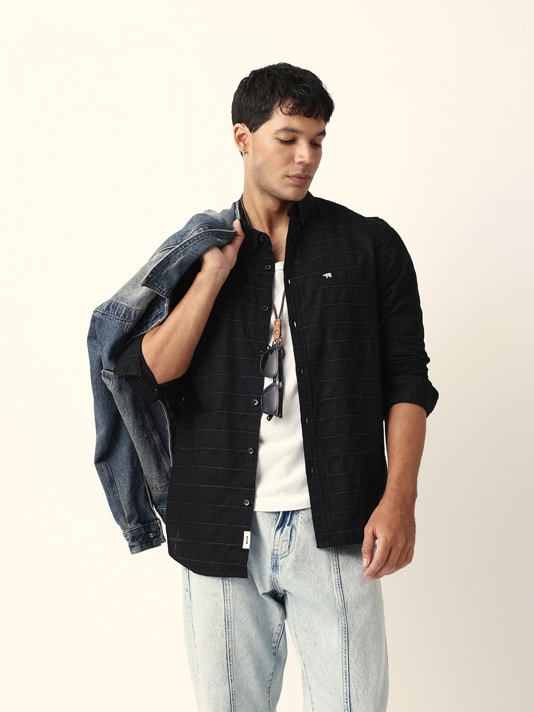 Men Black Checked Shirt