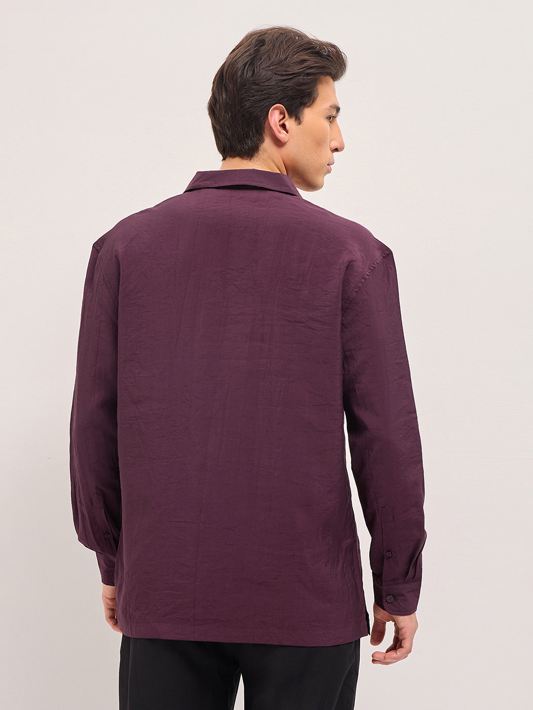 Men Maroon Lenzing Modal Solid Oversize Fit Casual Shirt