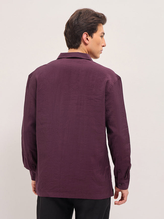 Men Maroon Lenzing Modal Solid Oversize Fit Casual Shirt