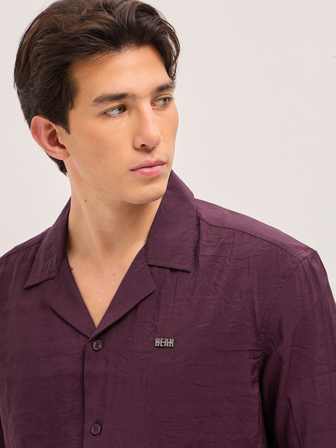 Men Maroon Lenzing Modal Solid Oversize Fit Casual Shirt