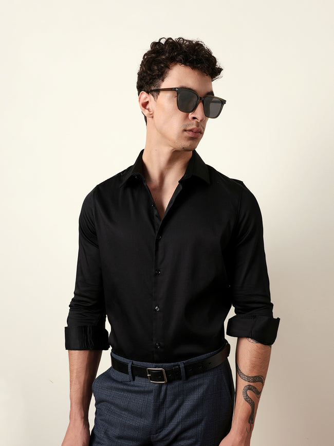 Men Solid Casual Full-Sleeve Shirt
