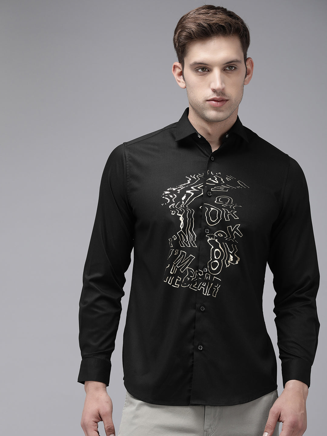 Men Ardor Edition Black Slim Fit Printed Party Shirt