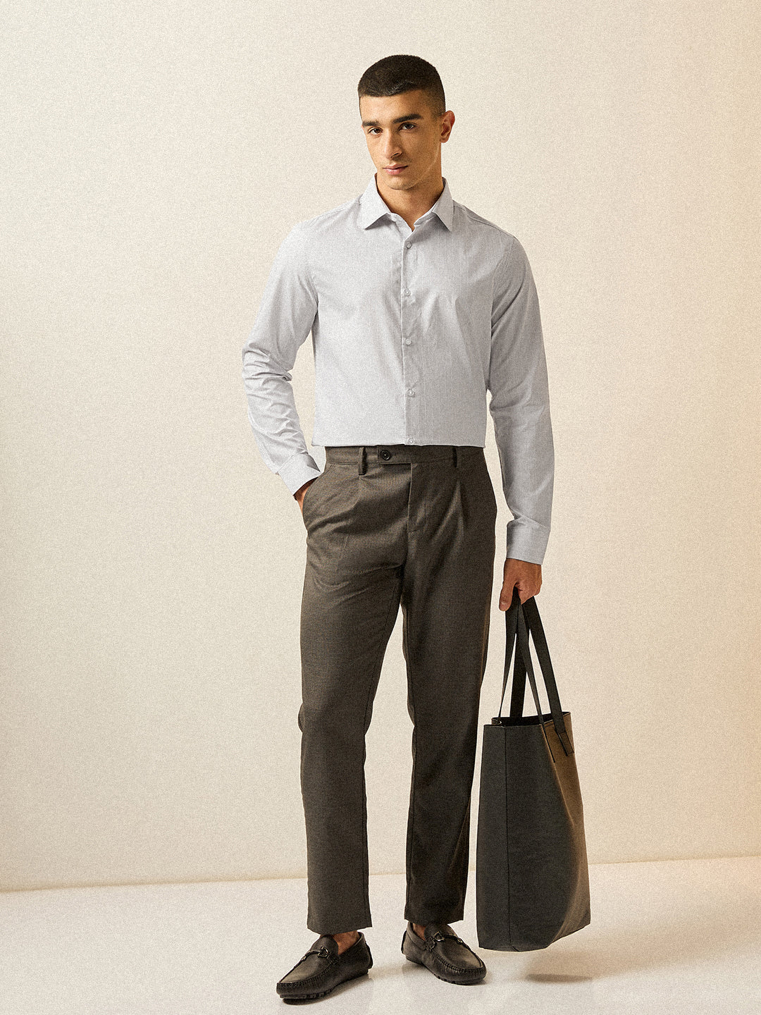 Men Light Purple Striped Tailored Fit Formal Shirt