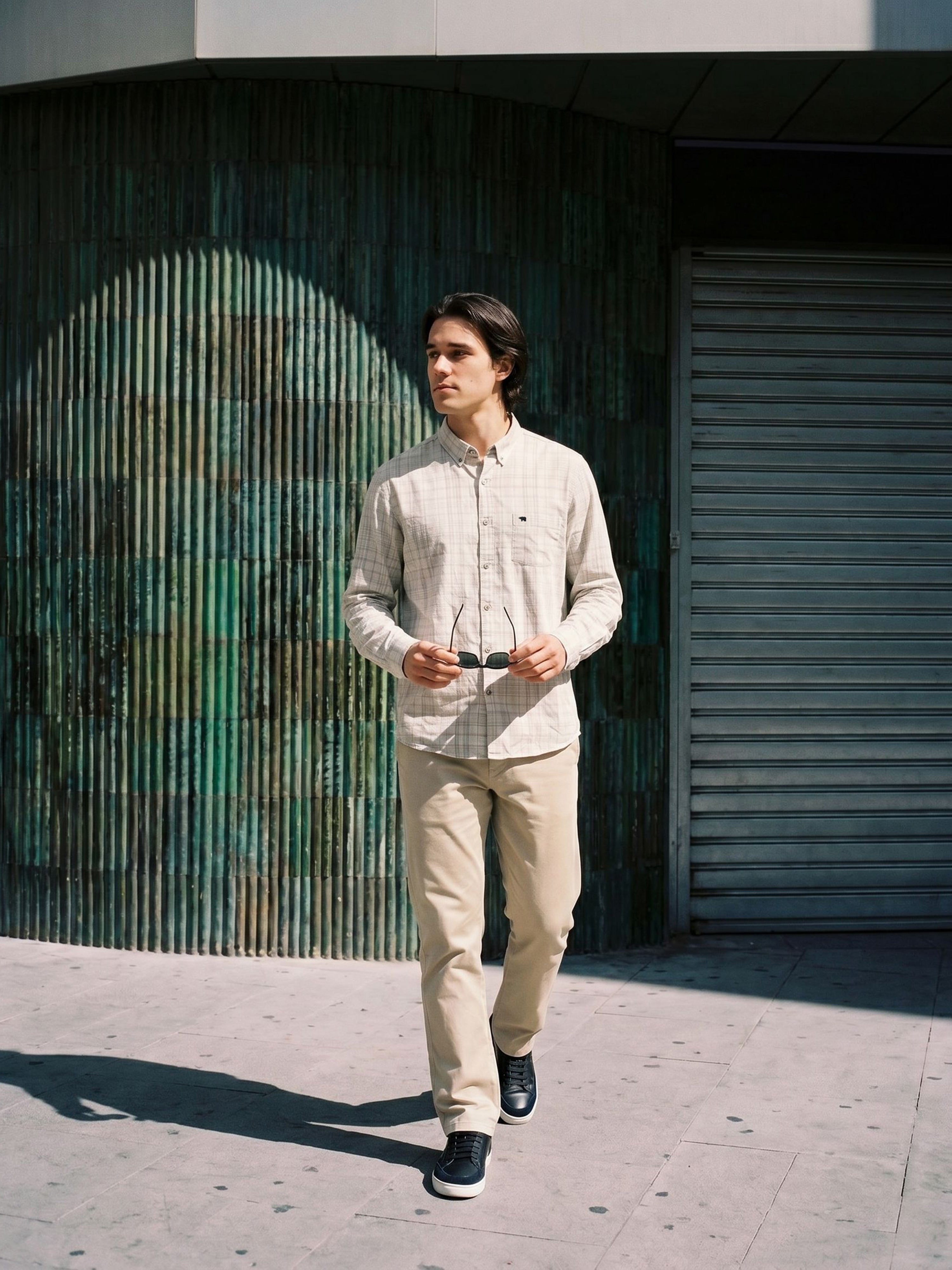 Men Grey Checked Shirt