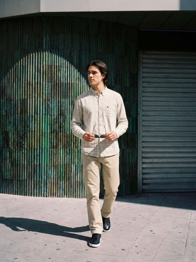 Men Grey Checked Shirt