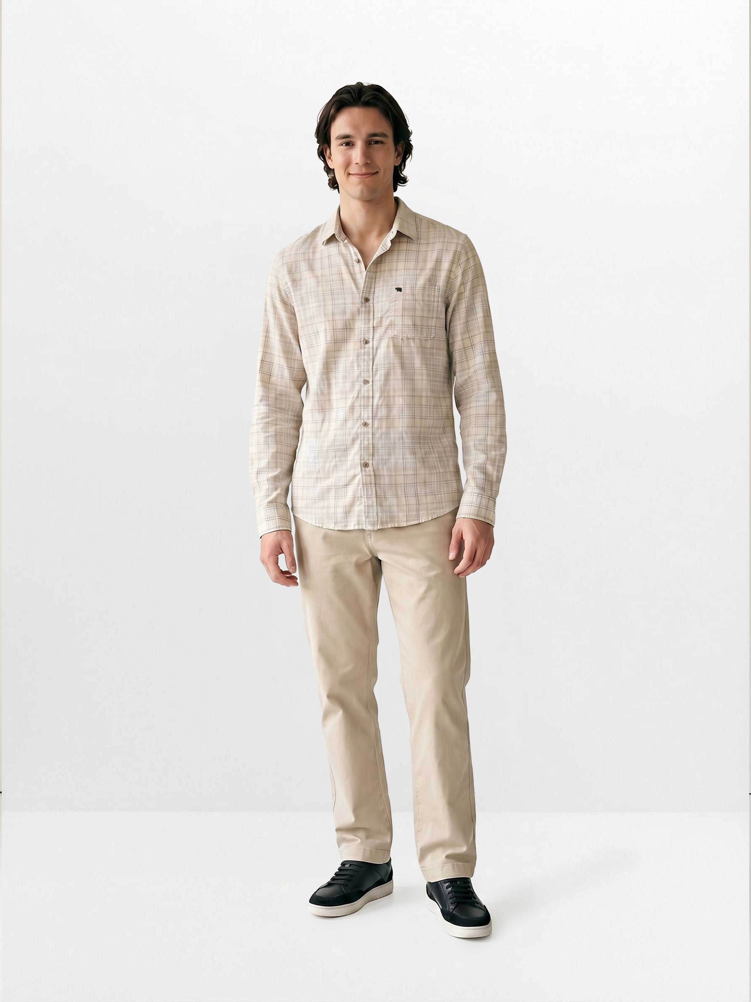 Men Grey Checked Shirt