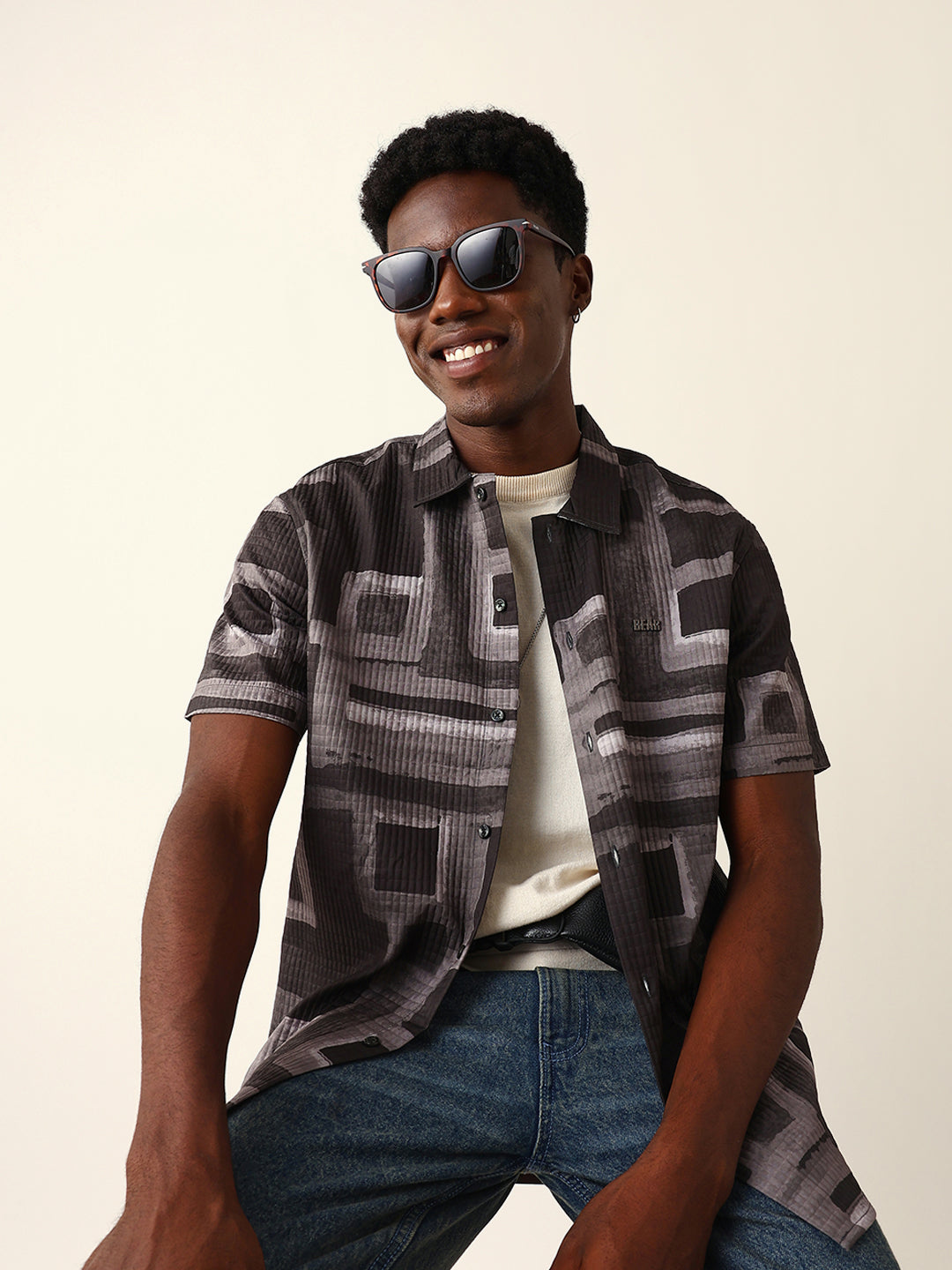 Men Green Printed Shirt