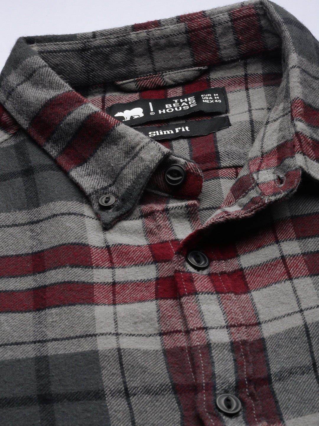 Men Grey Cotton Checked  Shirt