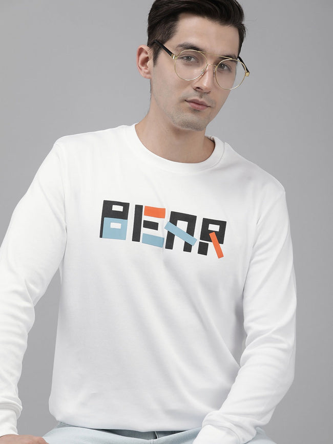 Men Ardor Edition White Slim Fit Printed Pure Cotton Sweatshirt