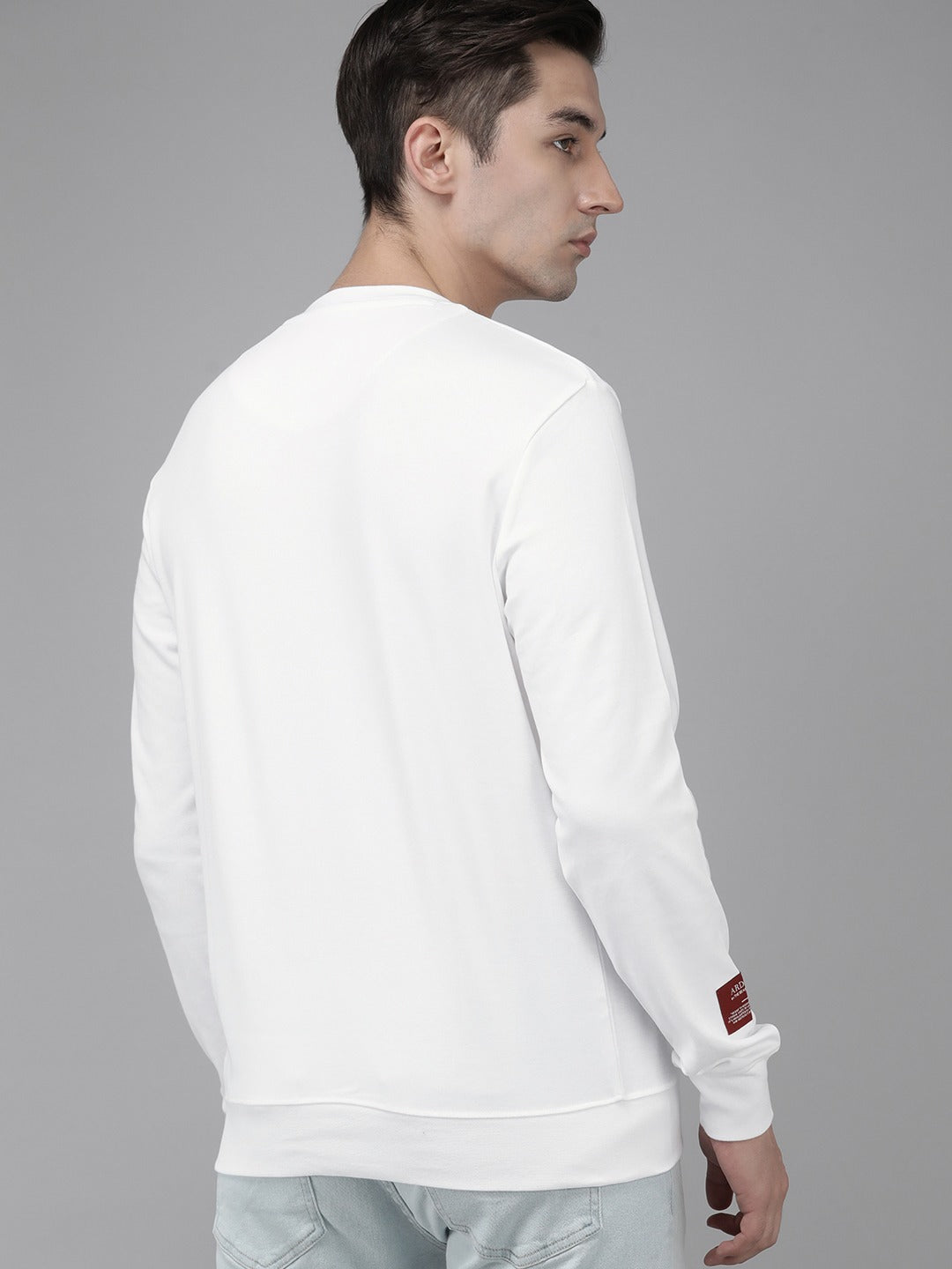 Men Ardor Edition White Slim Fit Printed Pure Cotton Sweatshirt