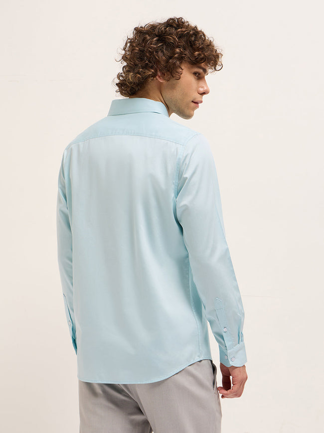 Men Light Blue Tailored Fit Solid Formal Shirt