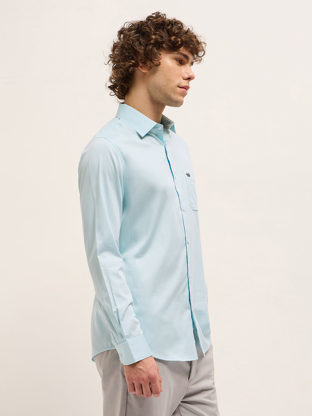 Men Light Blue Tailored Fit Solid Formal Shirt