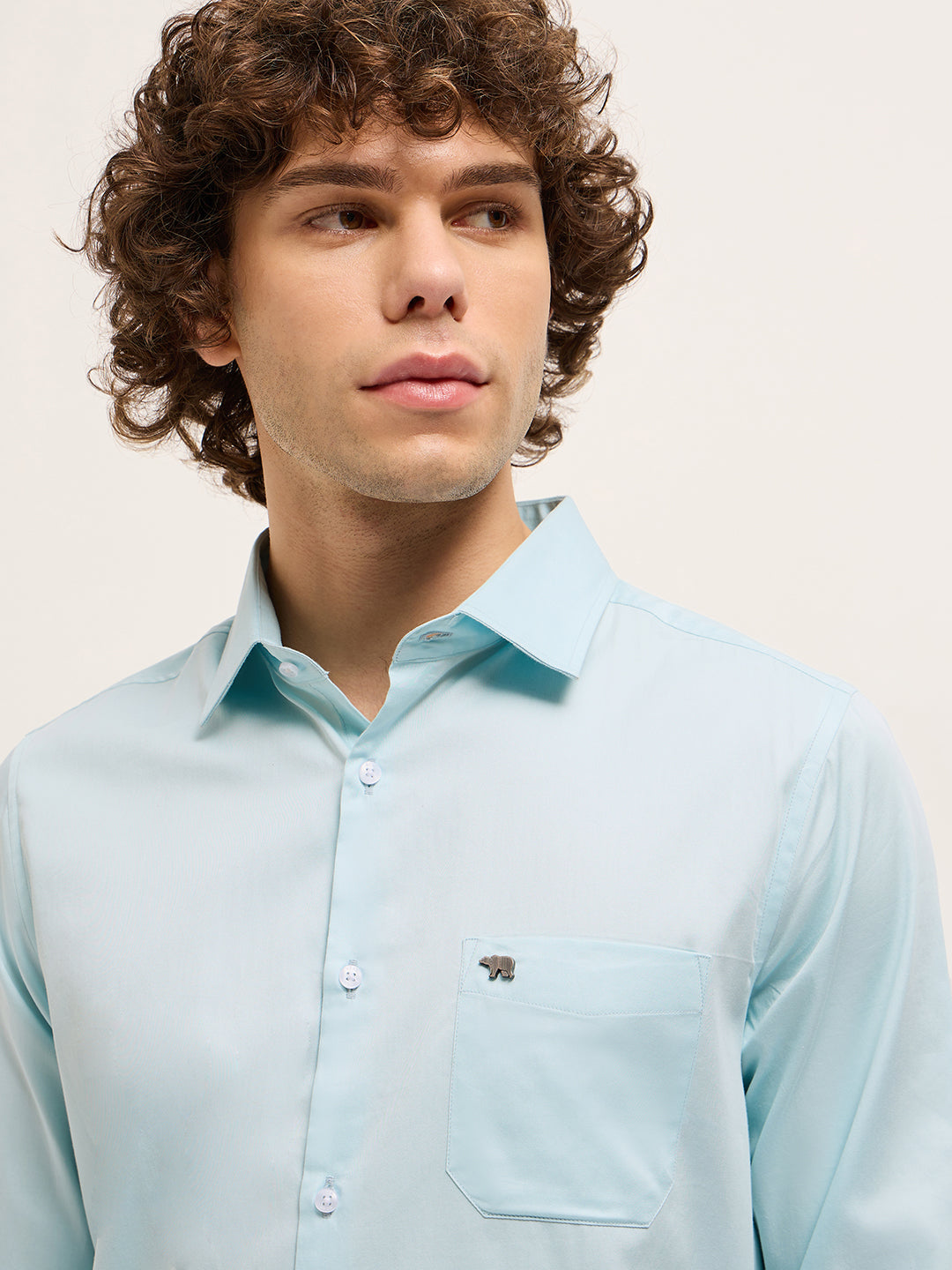 Men Light Blue Tailored Fit Solid Formal Shirt