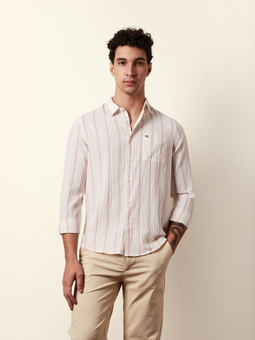 Men Striped Casual Full-Sleeve Shirt