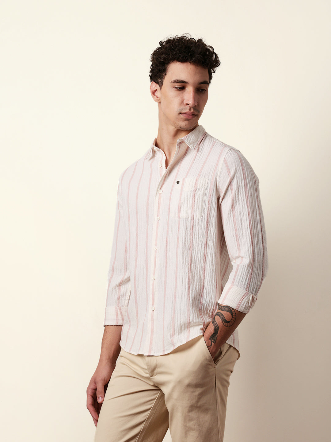Men Striped Casual Full-Sleeve Shirt