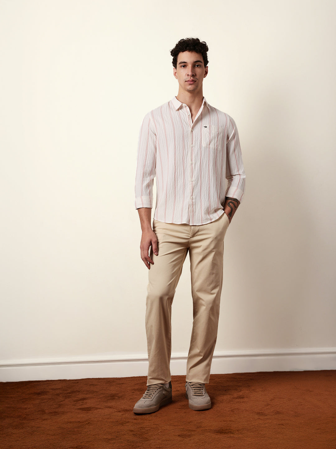 Men Striped Casual Full-Sleeve Shirt