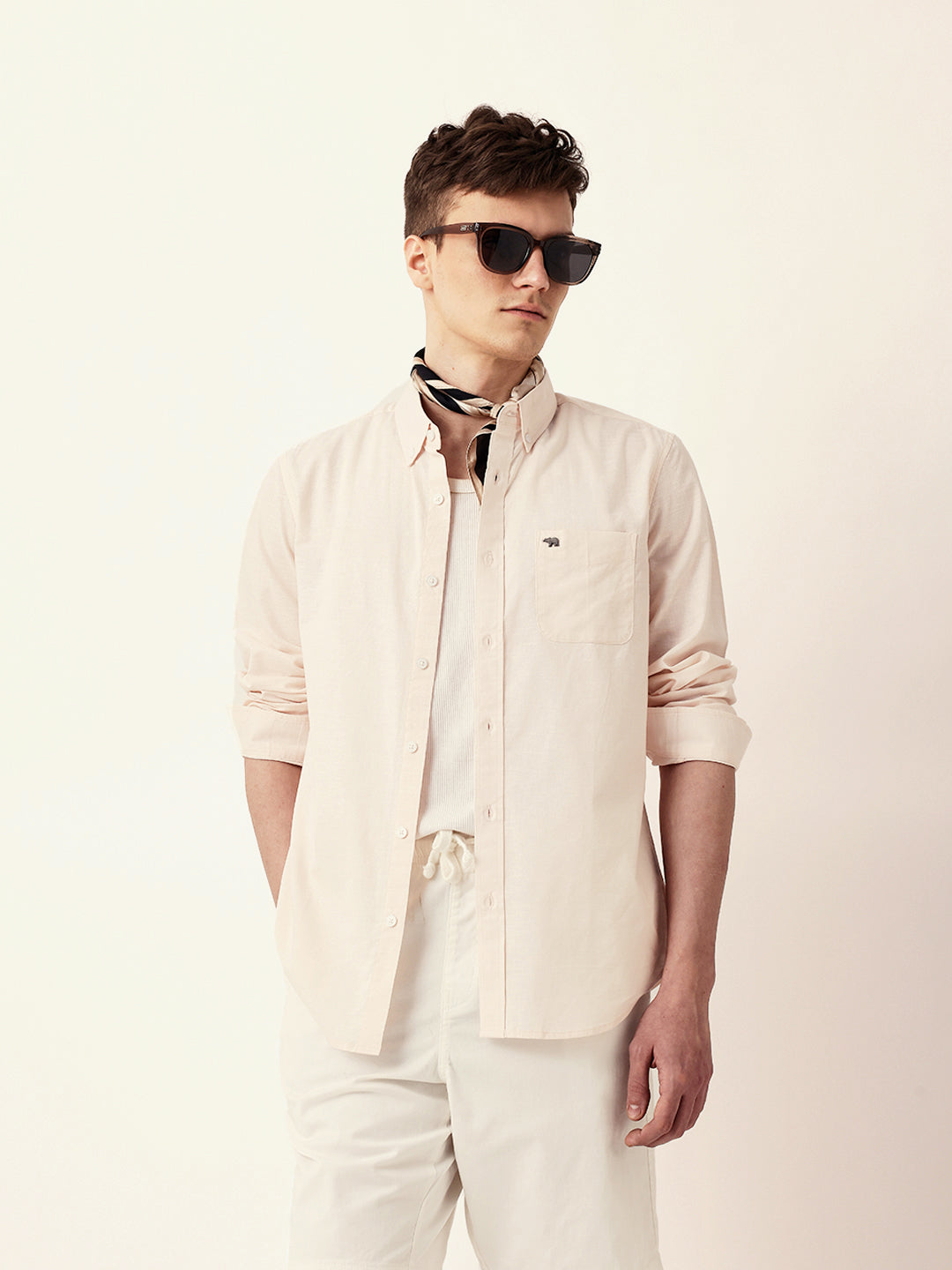 Men Casual Solid Button-Down Shirt