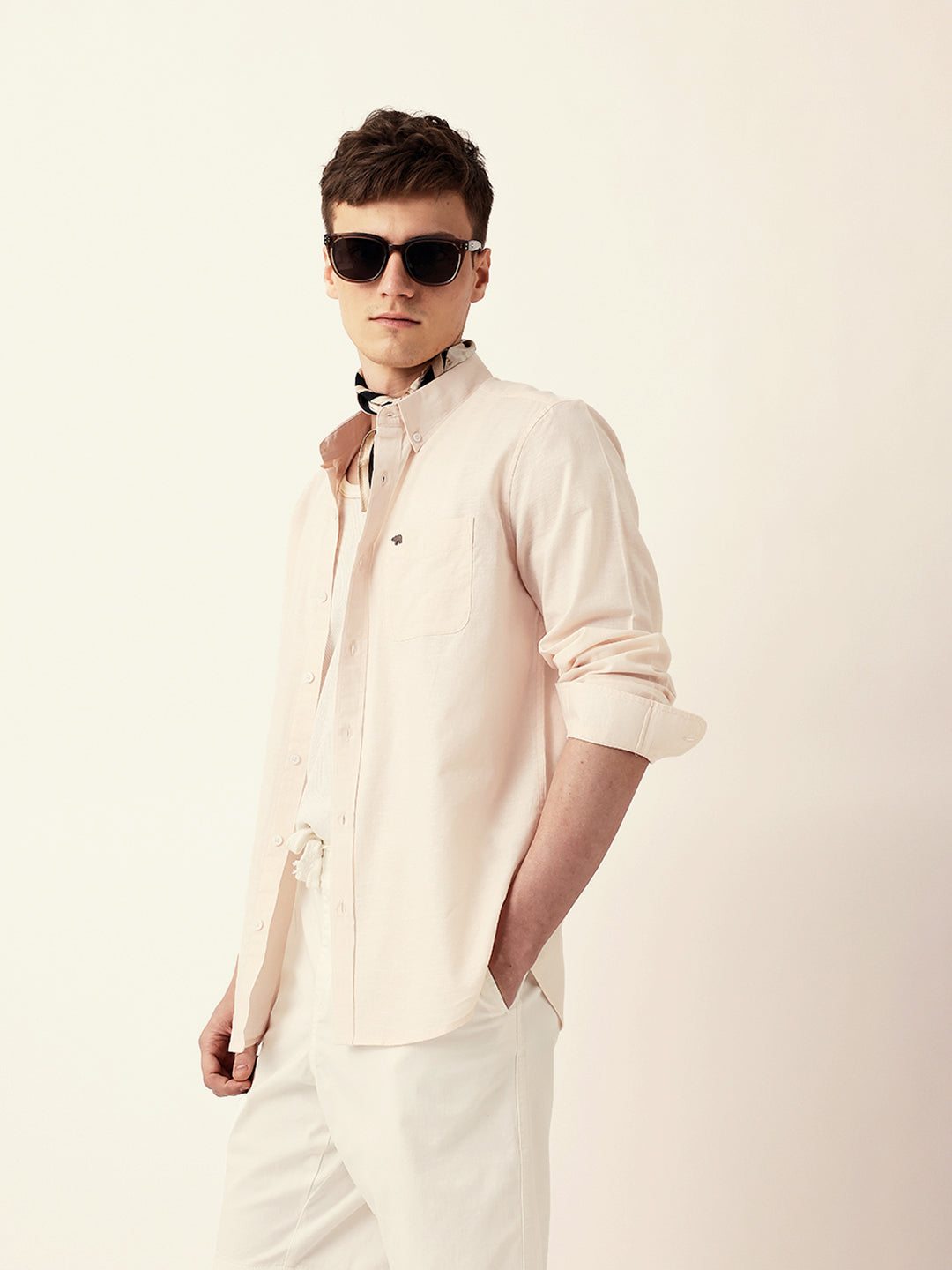 Men Casual Solid Button-Down Shirt