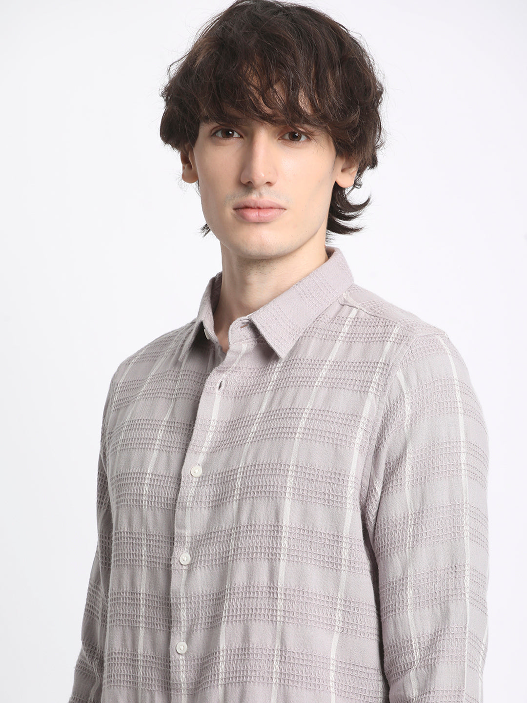 Men  Purple Slim Fit Vertical Stripe Casual Shirt