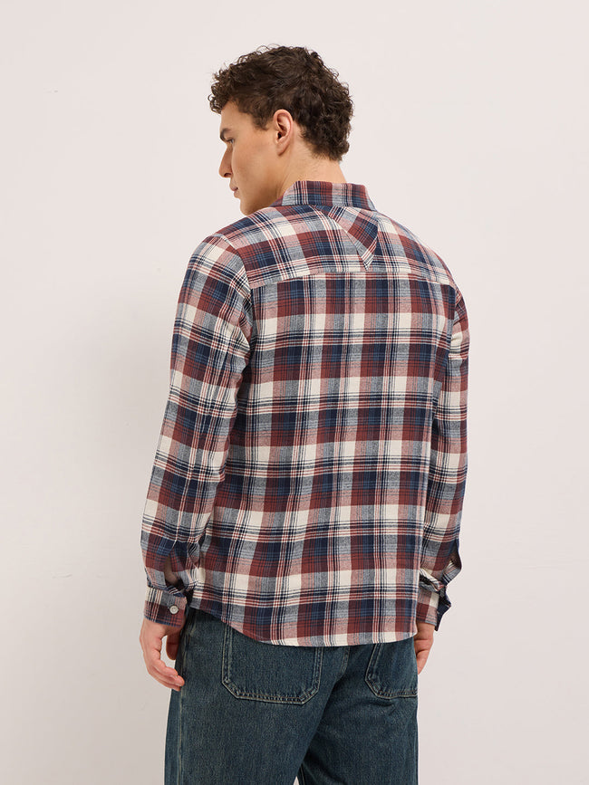 Men Multi-Color Tartan Checked Flannel Shacket