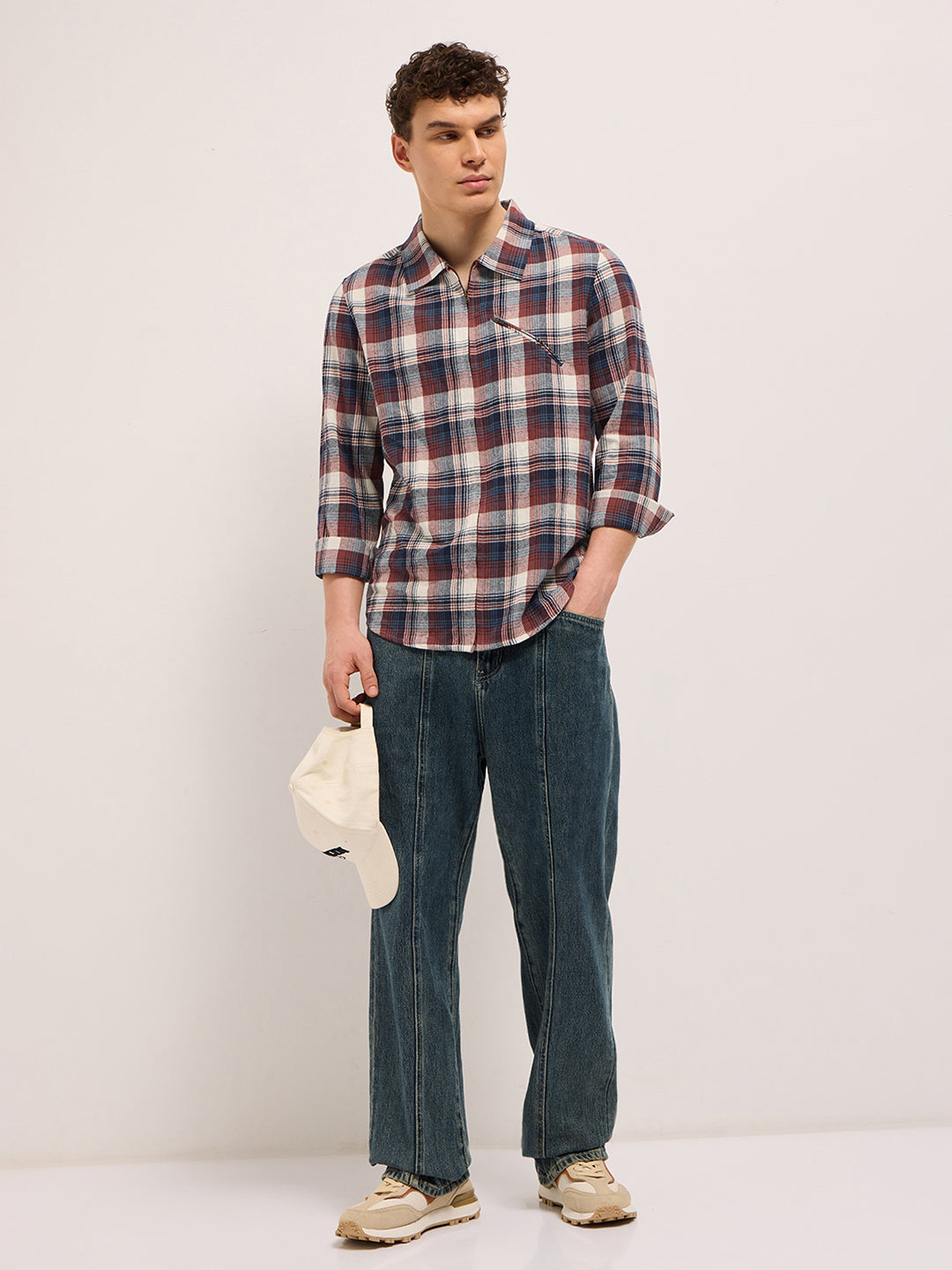 Men Multi-Color Tartan Checked Flannel Shacket