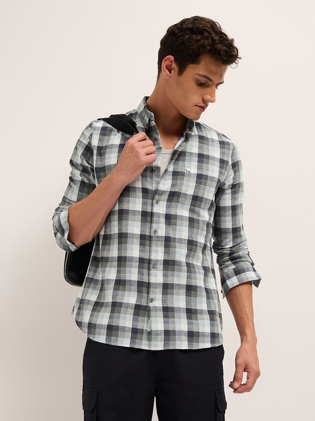 Men Pure Cotton Checked Casual Shirt