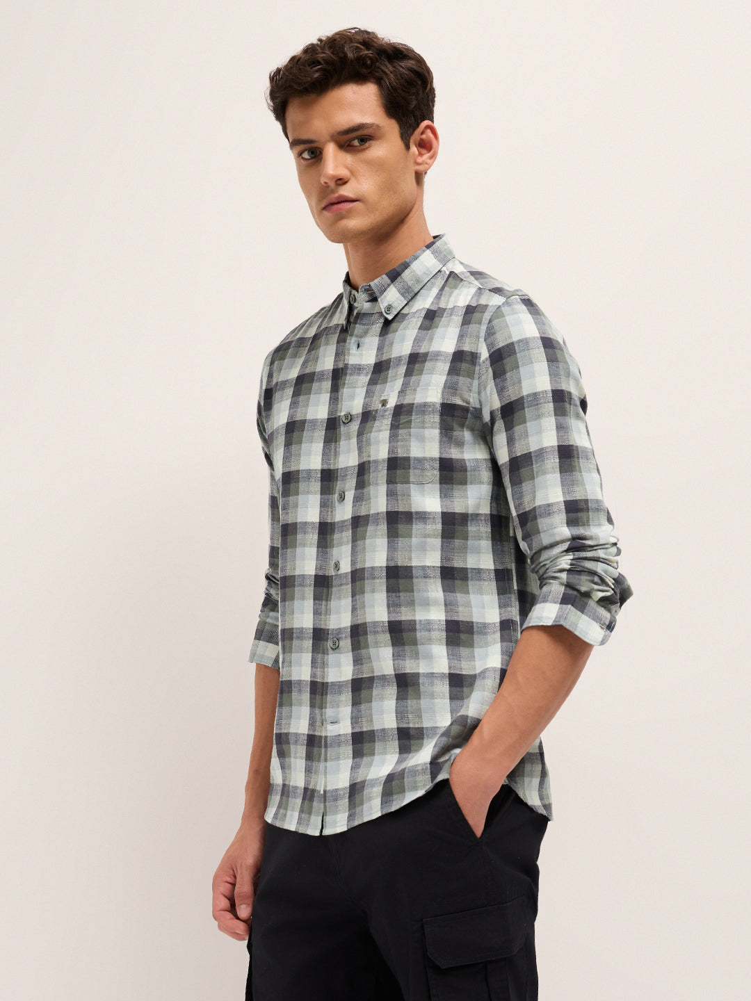 Men Pure Cotton Checked Casual Shirt