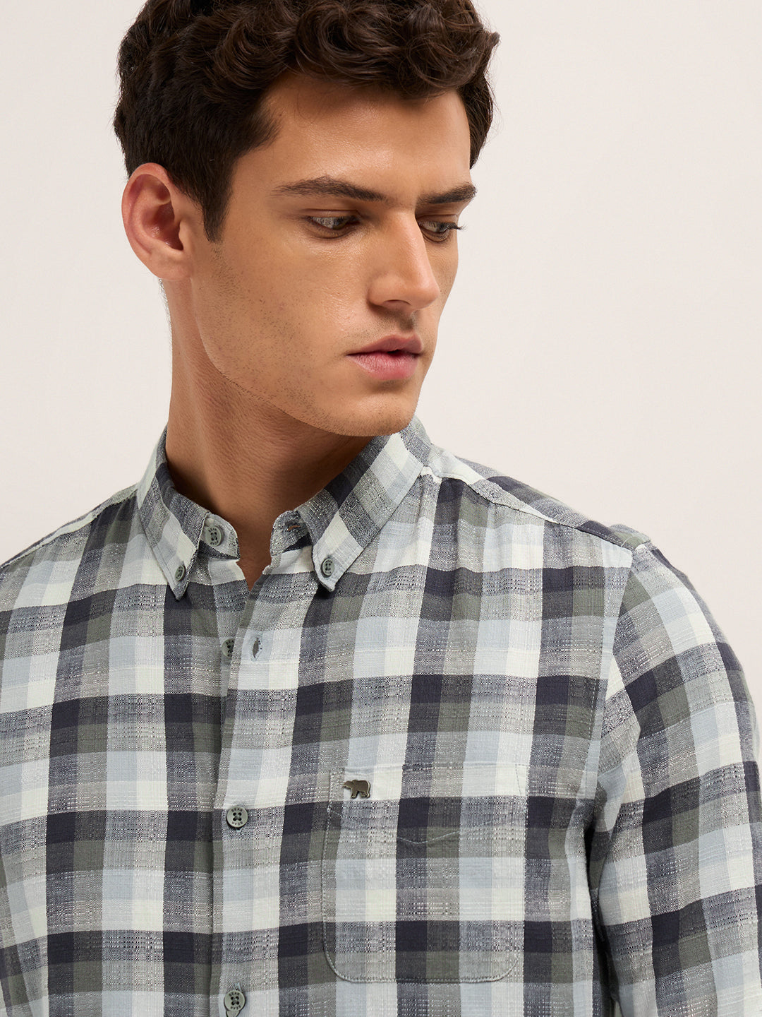 Men Pure Cotton Checked Casual Shirt