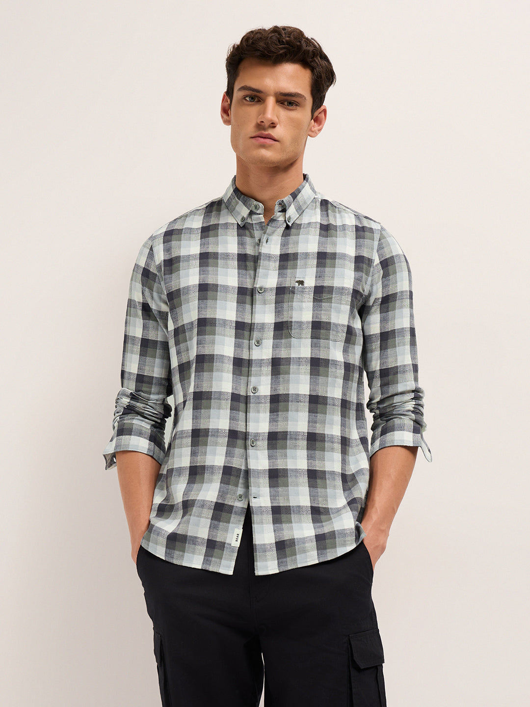 Men Pure Cotton Checked Casual Shirt
