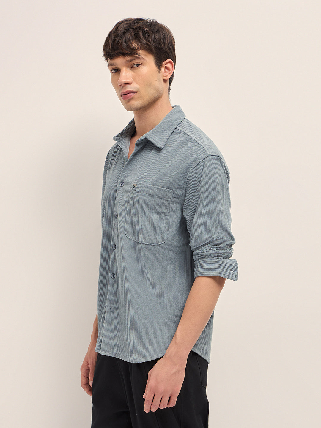 Men Corduroy Relaxed Fit Casual Shirt