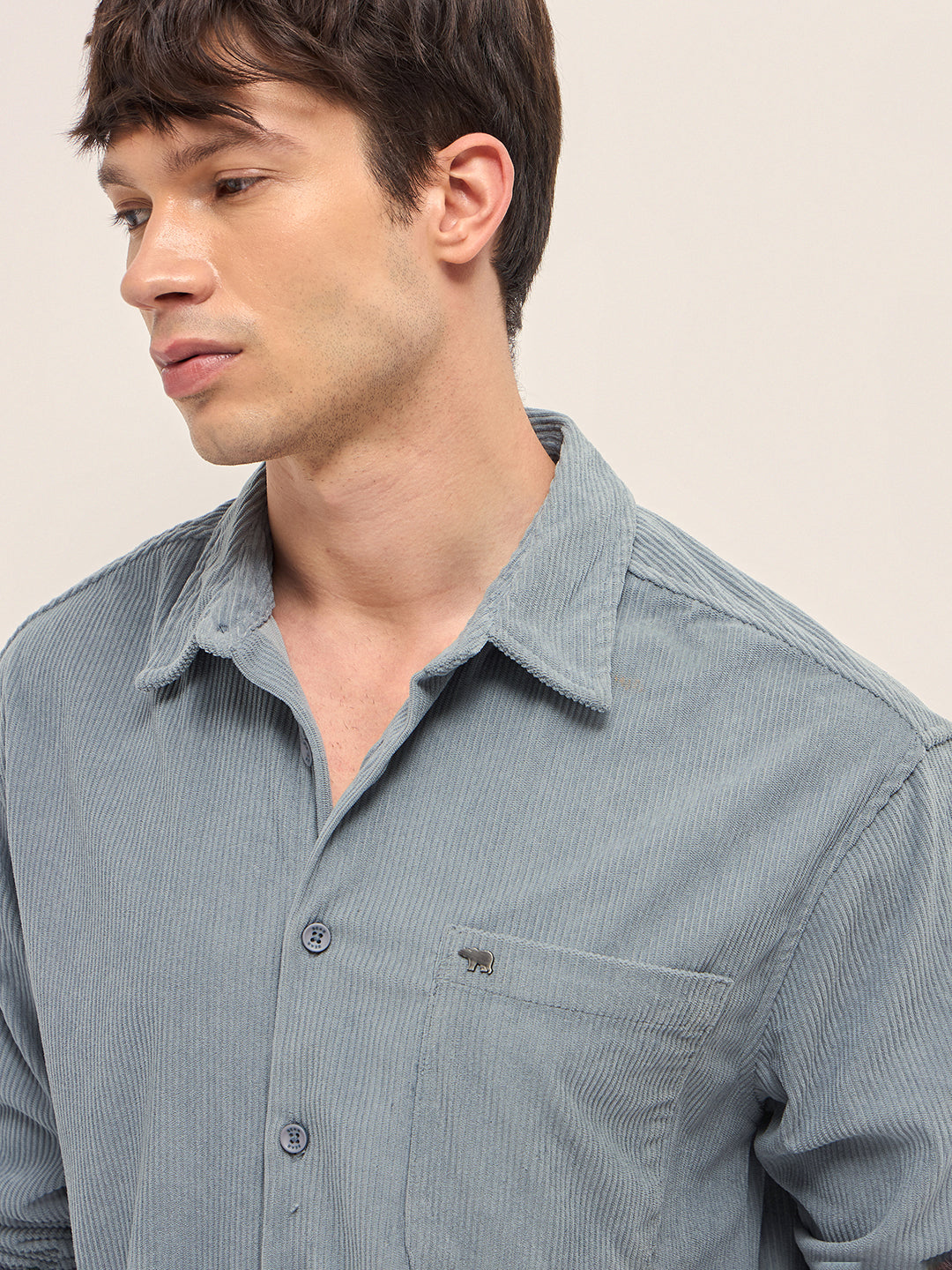 Men Corduroy Relaxed Fit Casual Shirt