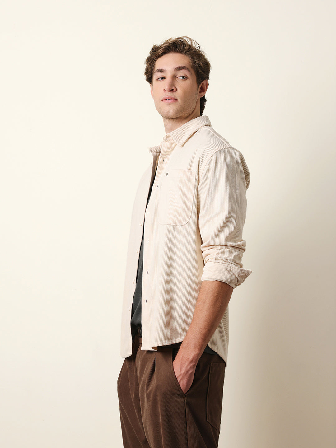 Men Solid Casual Full-Sleeve Shirt