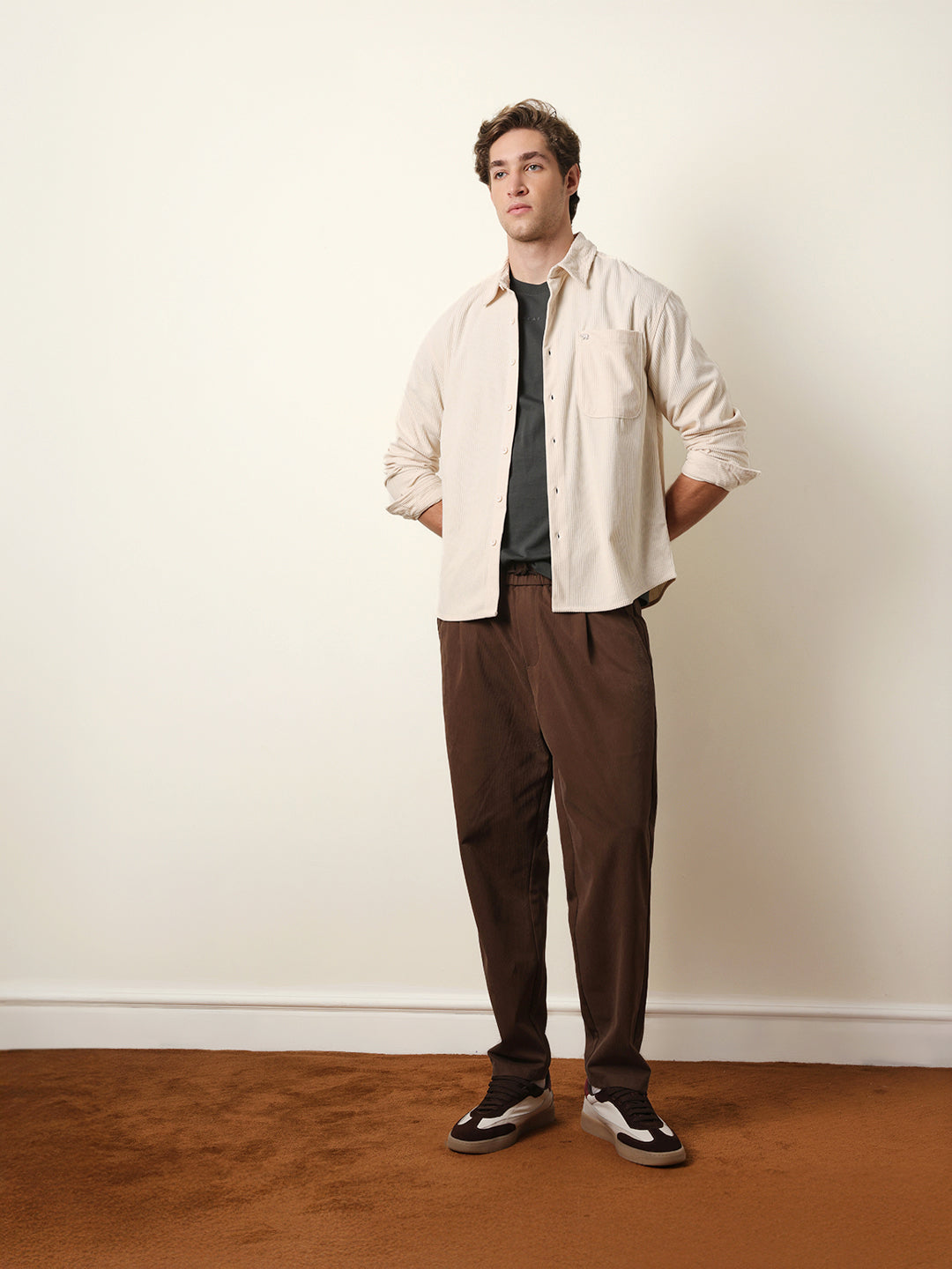 Men Solid Casual Full-Sleeve Shirt