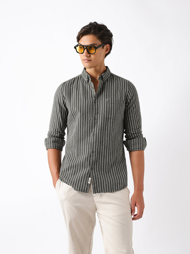 Men Olive Casual Shirt