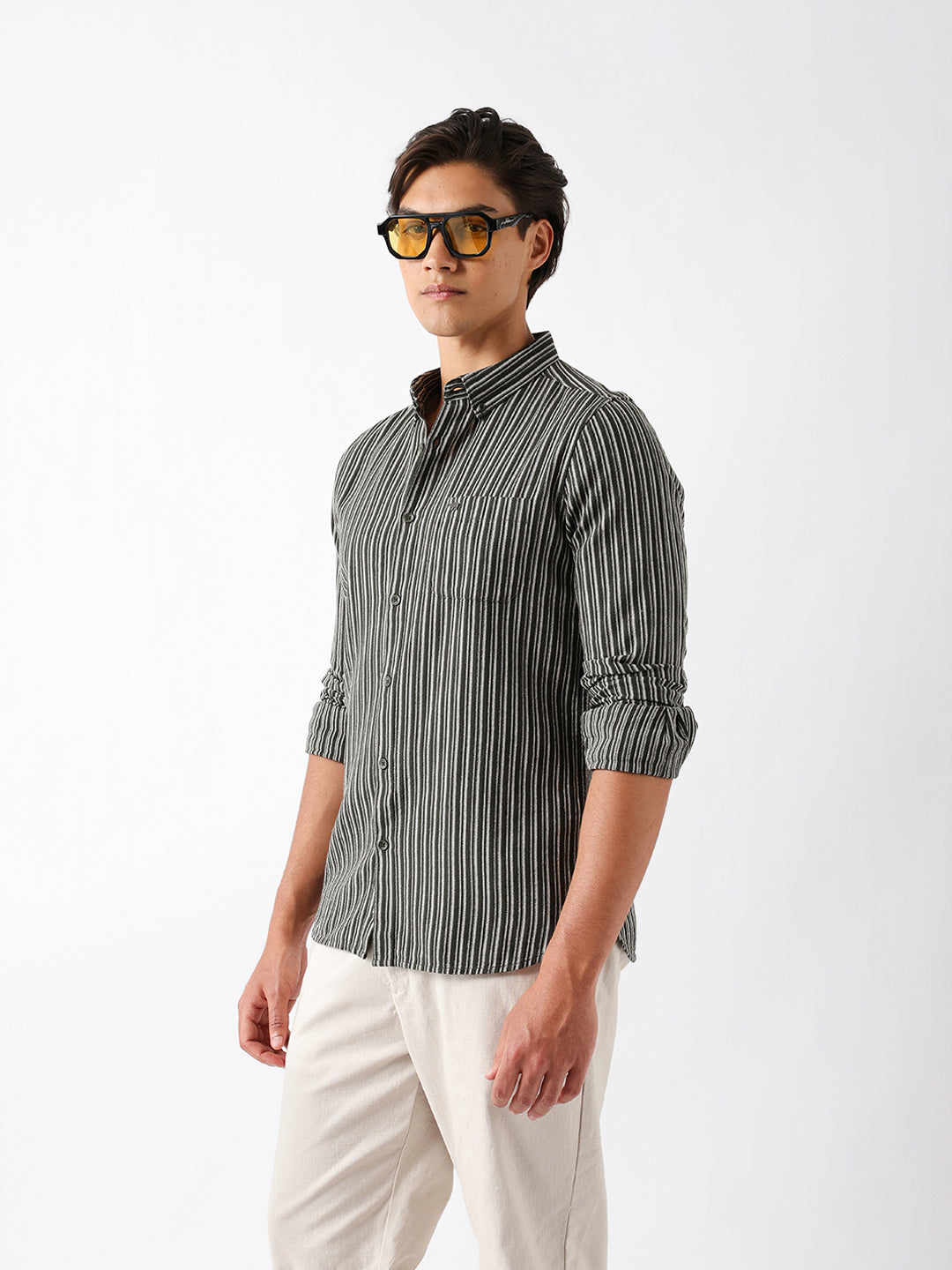 Men Olive Casual Shirt