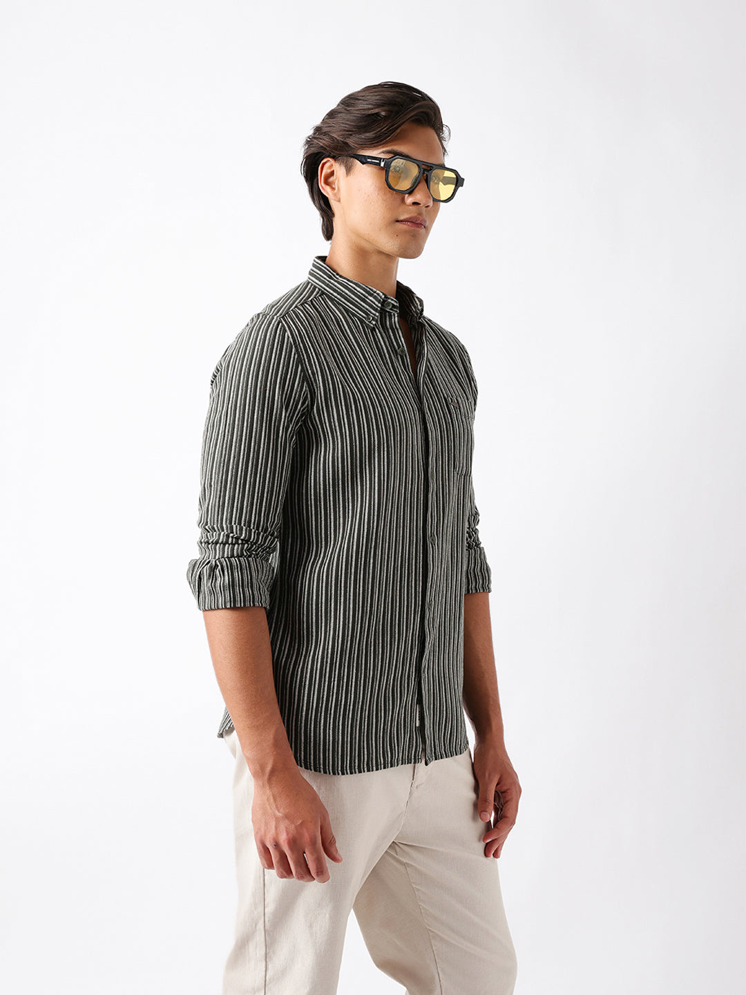 Men Olive Casual Shirt
